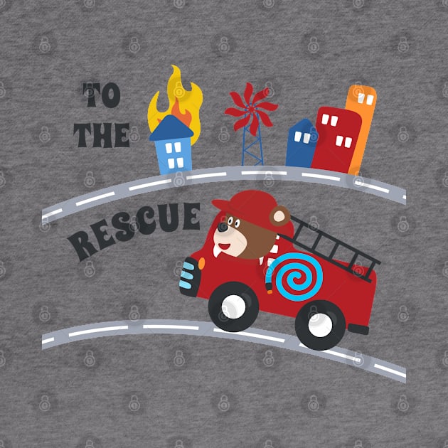 Fire rescue car with funny firefighter, by KIDS APPAREL